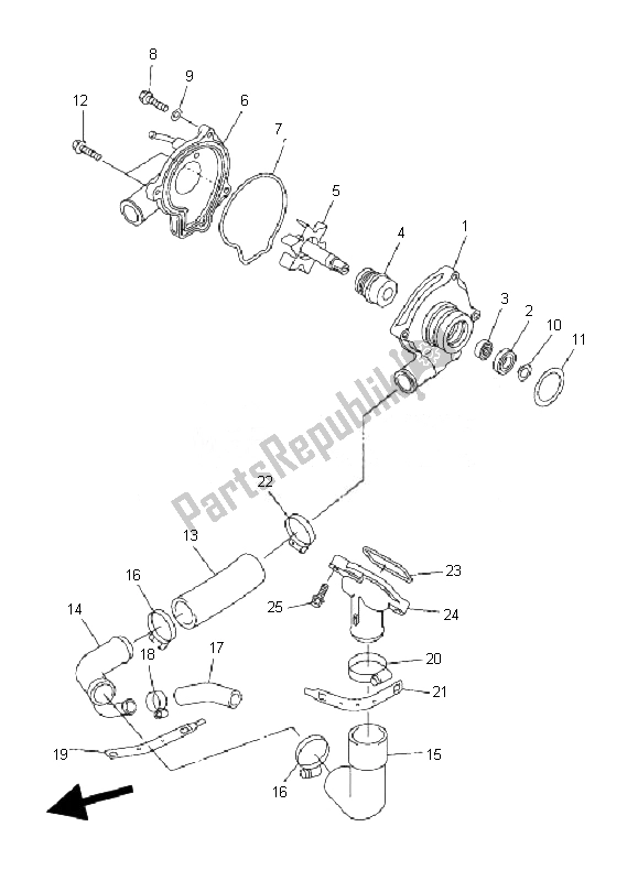All parts for the Water Pump of the Yamaha FZ6 Nahg 600 2007