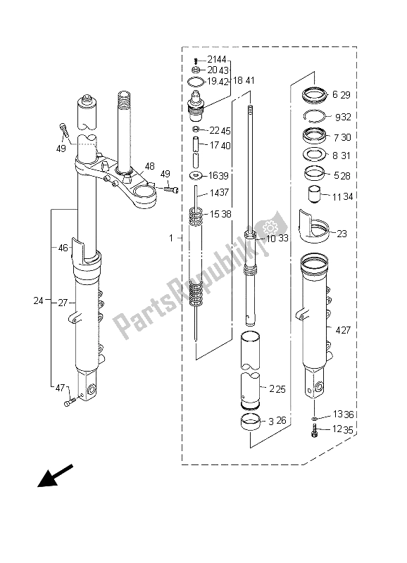 All parts for the Front Fork of the Yamaha FJR 1300 2003