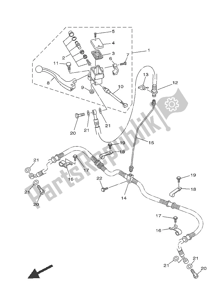 All parts for the Front Master Cylinder of the Yamaha YFM 450 Fwad IRS Grizzly 4X4 2016