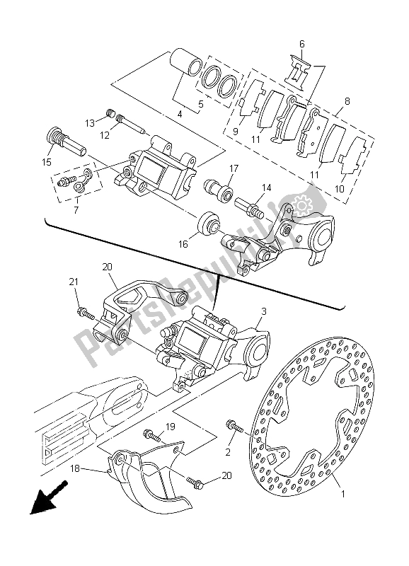 Todas las partes para Pinza De Freno Trasero de Yamaha YZ 250 2005