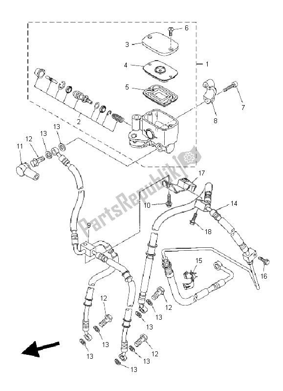 Tutte le parti per il Pompa Freno Anteriore del Yamaha XVS 1300A 2011