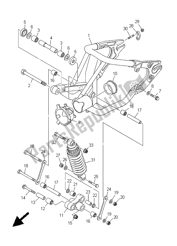 All parts for the Rear Arm & Suspension of the Yamaha XVS 1100A Dragstar Classic 2005