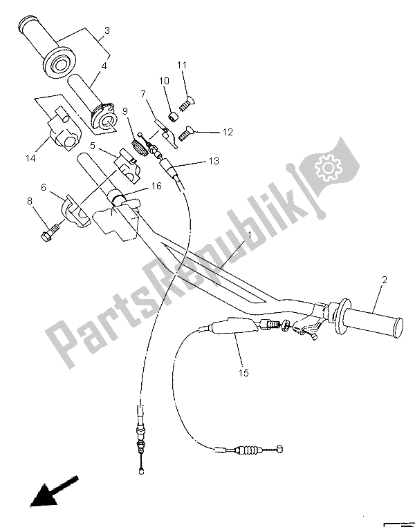 Todas las partes para Manija De Dirección Y Cable de Yamaha YZ 125 1998