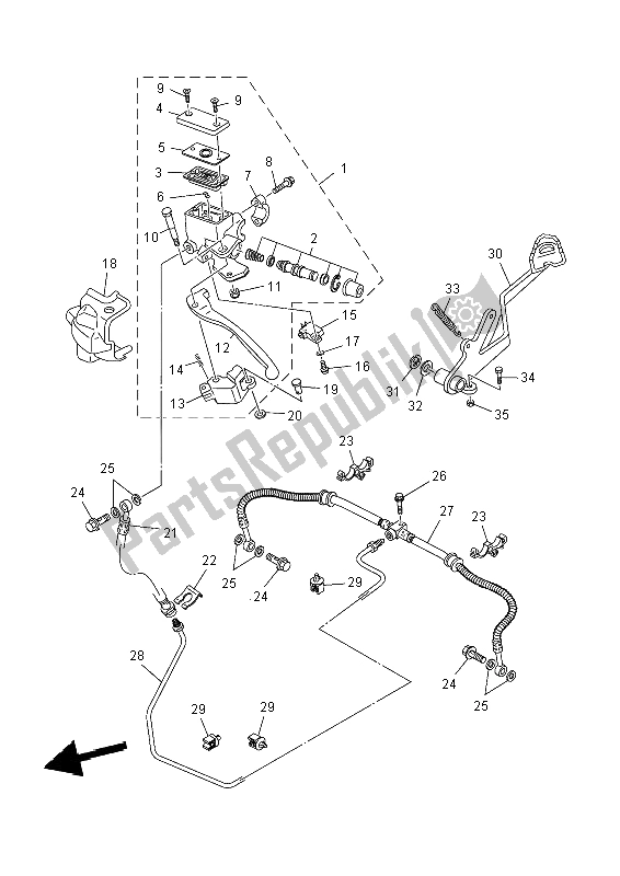 Tutte le parti per il Pompa Freno Posteriore del Yamaha YFM 700 Fwad Dpbse Grizzly 4X4 2014