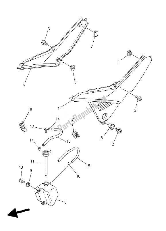 All parts for the Side Cover of the Yamaha XT 660R 2010