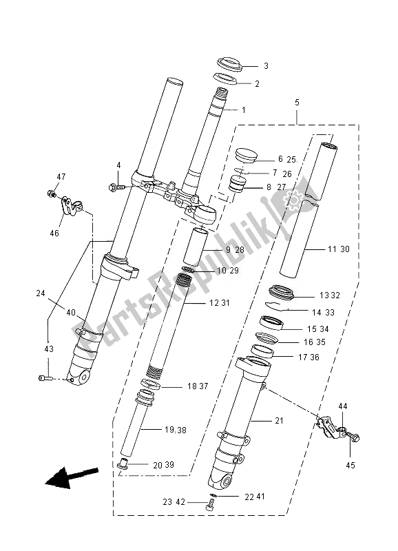 All parts for the Front Fork of the Yamaha YZF R 125 2010