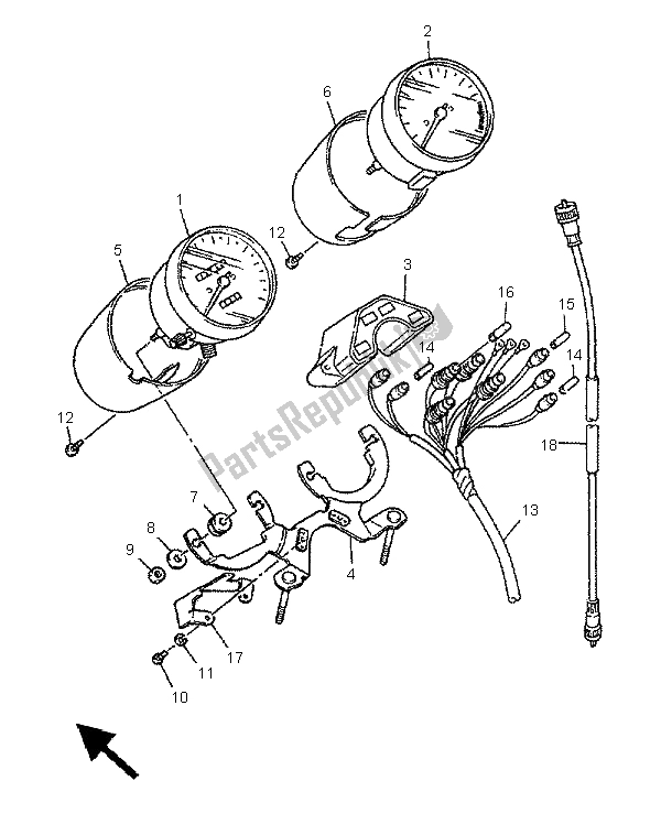 All parts for the Meter of the Yamaha XJ 600N 1997