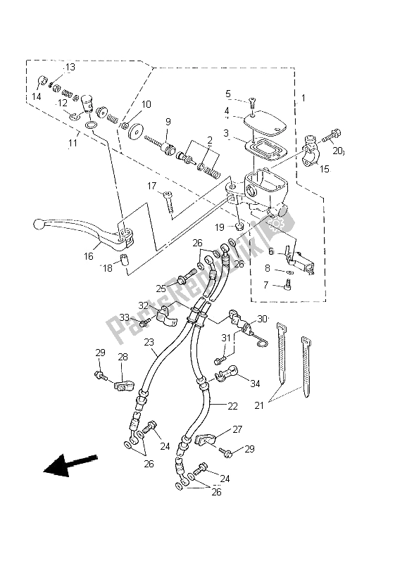 Toutes les pièces pour le Maître-cylindre Avant du Yamaha XJ 600N 2002