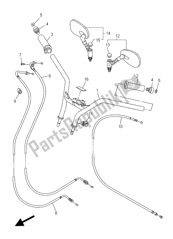 All parts for the Steering Handle & Cable of the Yamaha XVS 1300 CU 2015