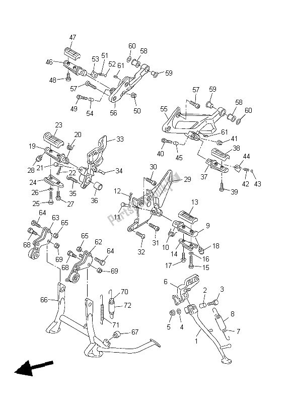 Toutes les pièces pour le Support Et Repose-pieds du Yamaha FJR 1300 2004