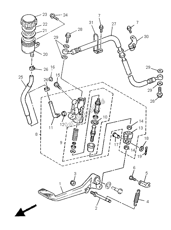 Wszystkie części do Tylny Cylinder G?ówny Yamaha XJR 1200 1996