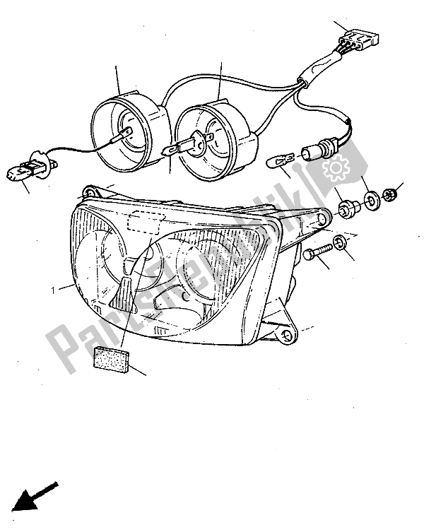 Alle onderdelen voor de Koplamp (uk) van de Yamaha SZR 660 1997