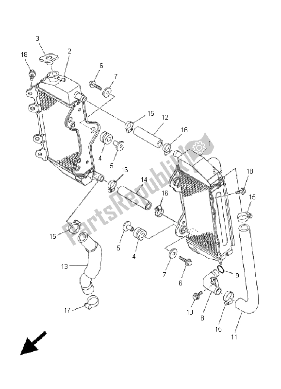 Toutes les pièces pour le Tuyau De Radiateur du Yamaha WR 250F 2005