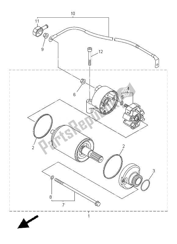 All parts for the Starting Motor of the Yamaha FZ8 N 800 2014