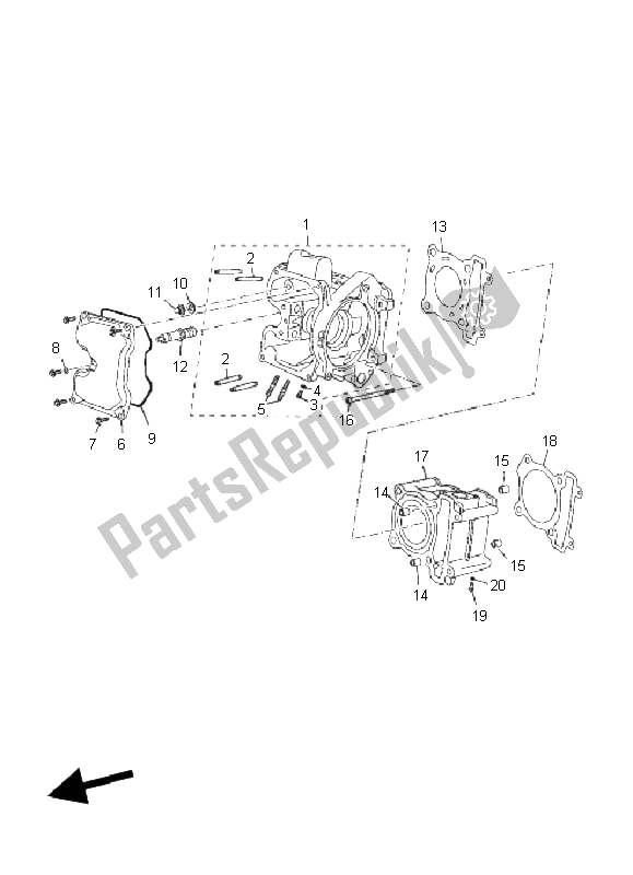 All parts for the Cylinder of the Yamaha YP 125R X MAX 2011