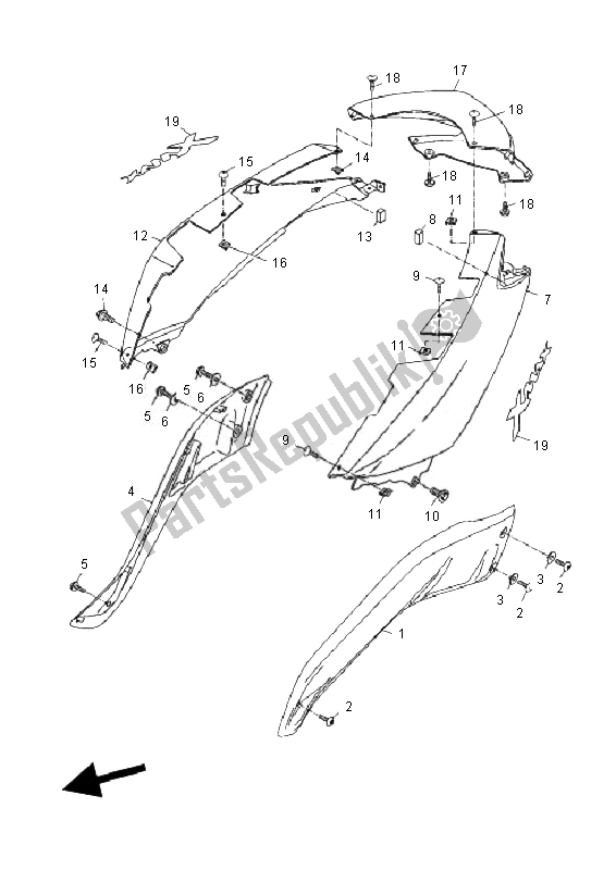 Todas las partes para Cubierta Lateral de Yamaha YP 125R X MAX 2010