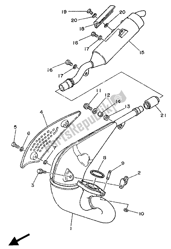 Tutte le parti per il Scarico del Yamaha DT 125R 1990