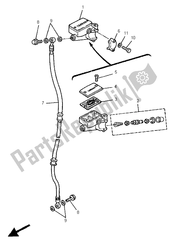 Toutes les pièces pour le Maître-cylindre Avant (xv250s) du Yamaha XV 250 S Virago 1995