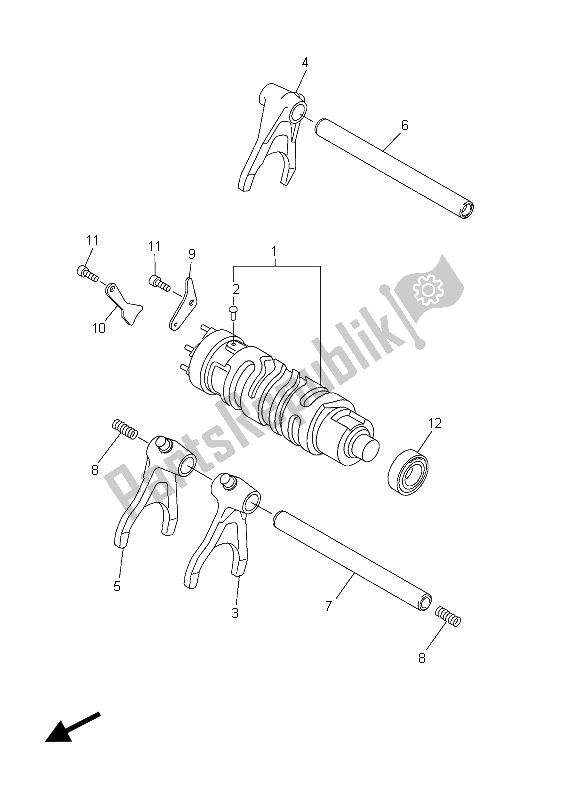 All parts for the Shift Cam & Fork of the Yamaha YZF R6 600 2015