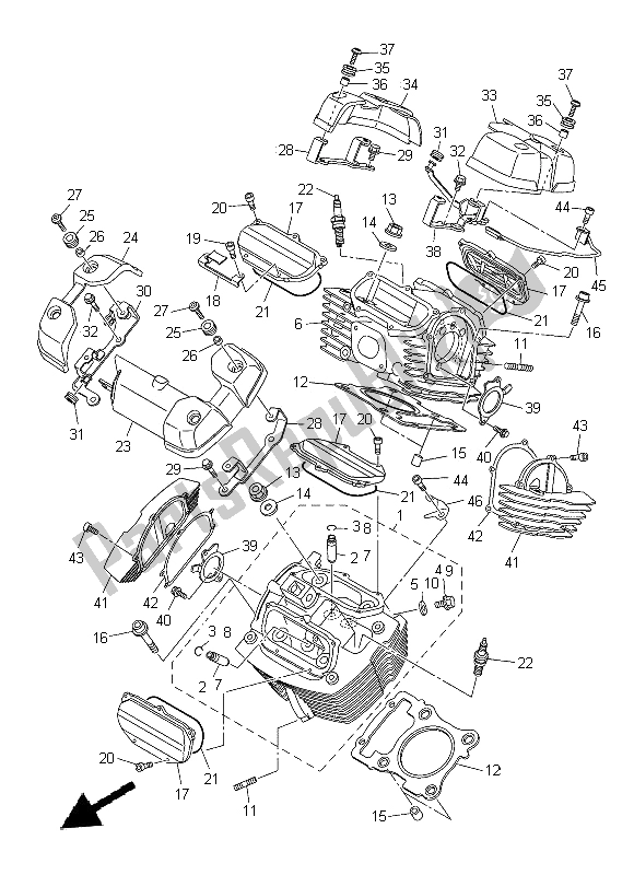 Alle onderdelen voor de Cilinderkop van de Yamaha XVS 950 CU 2014