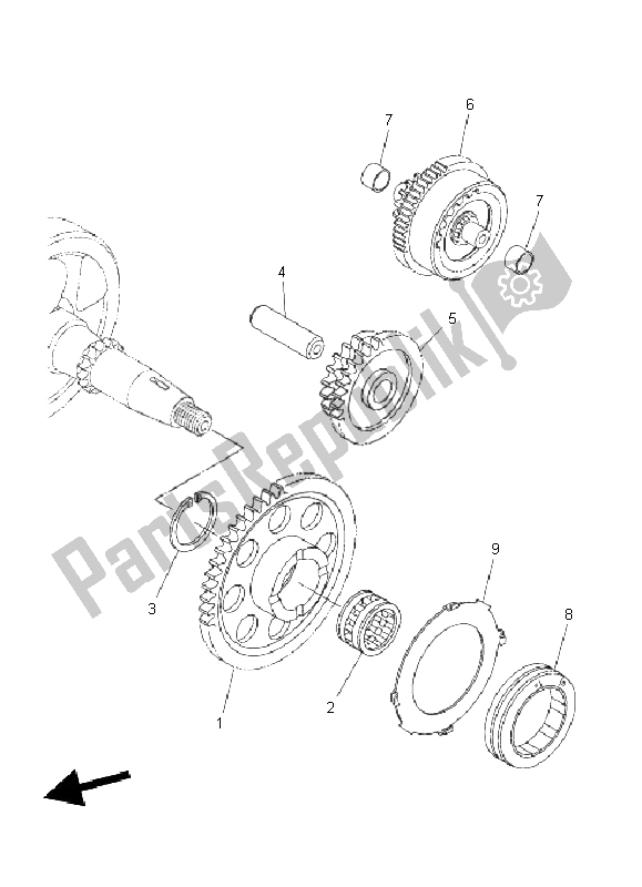 All parts for the Starter Clutch of the Yamaha WR 250X 2011