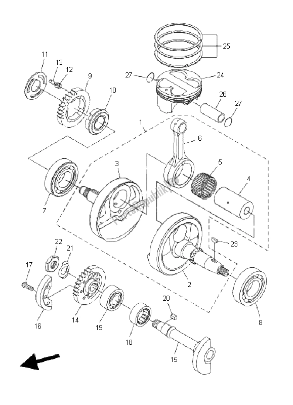 All parts for the Crankshaft & Piston of the Yamaha WR 250X 2011