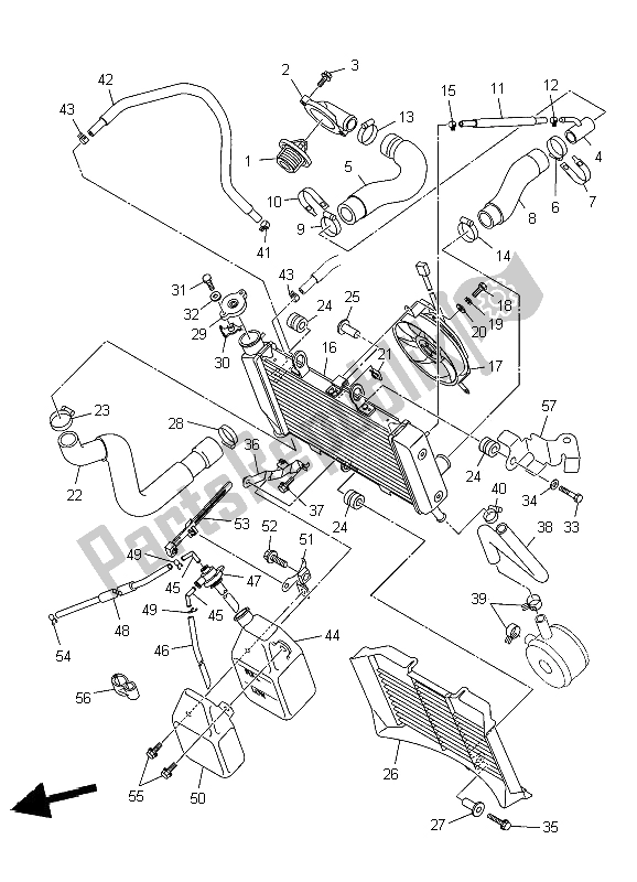 All parts for the Radiator & Hose of the Yamaha XJ6 NA 600 2009