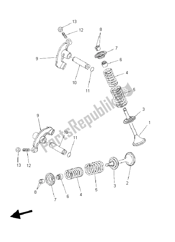 All parts for the Valve of the Yamaha YFM 450F Kodiak 4X4 2003