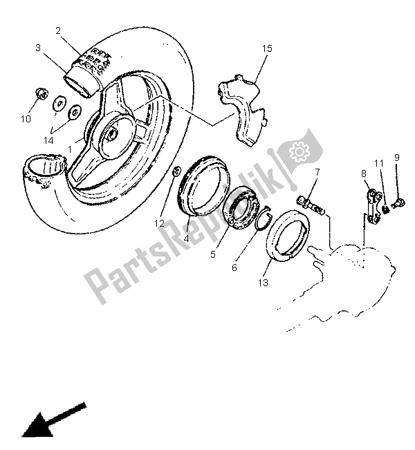 Todas as partes de Roda Traseira do Yamaha PW 50 1999