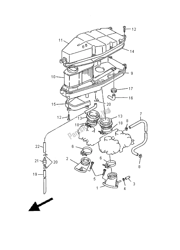 All parts for the Intake of the Yamaha XVZ 1300A Royalstar 2000