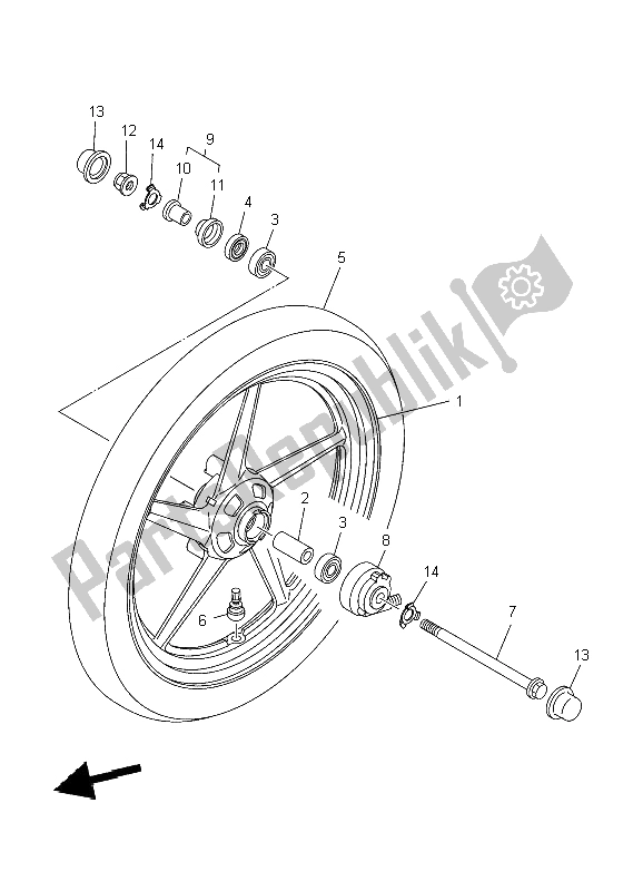 Toutes les pièces pour le Roue Avant du Yamaha YBR 125 ED 2009