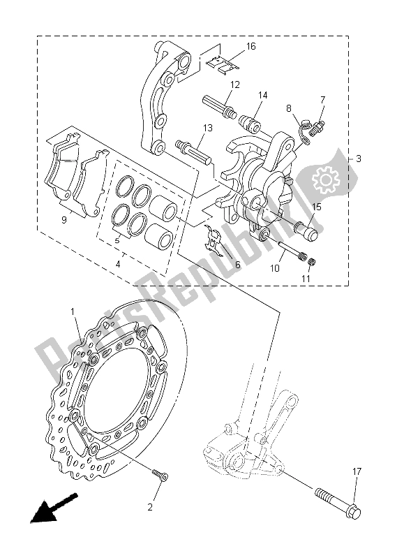 Alle onderdelen voor de Remklauw Voor van de Yamaha YZ 450F 2015