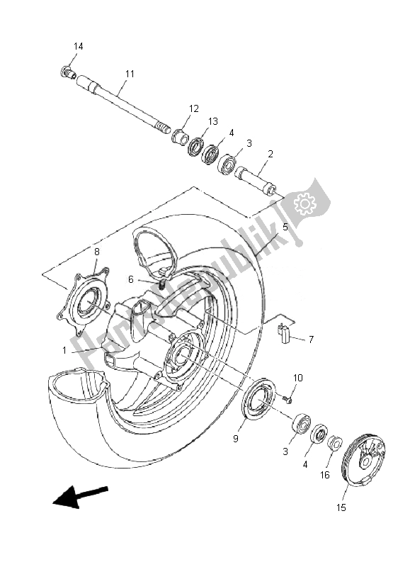 All parts for the Front Wheel of the Yamaha YP 400A Majesty 2010