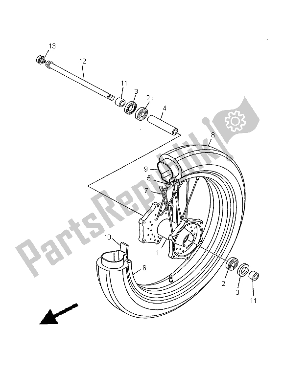 All parts for the Front Wheel of the Yamaha XVS 1100A Dragstar Classic 2000