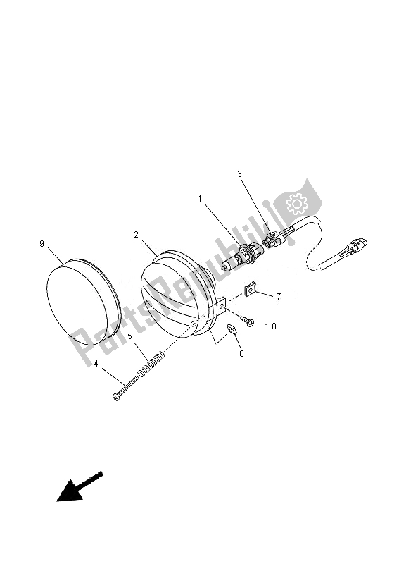 All parts for the Headlight 1 of the Yamaha YFM 350 FWA Grizzly 4X4 2013