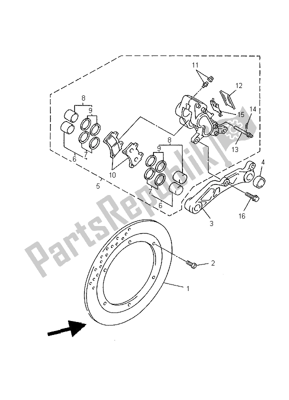 Toutes les pièces pour le étrier De Frein Arrière du Yamaha XVZ 1300A Royalstar 2000