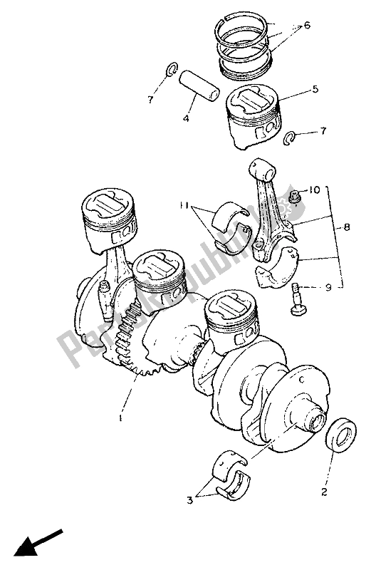 Tutte le parti per il Albero Motore E Pistone del Yamaha FJ 1200A 1991