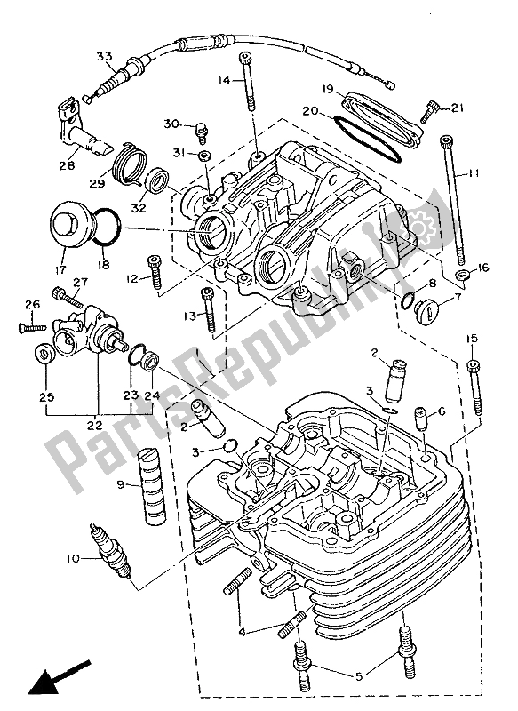 Todas las partes para Cabeza De Cilindro de Yamaha XT 600Z Tenere 1986