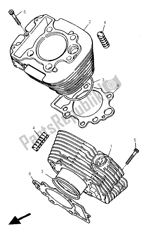 All parts for the Cylinder of the Yamaha XV 535 Virago 1999