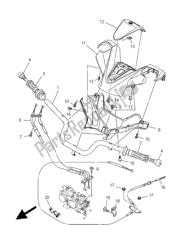 All parts for the Steering Handle & Cable of the Yamaha XP 500A 2013