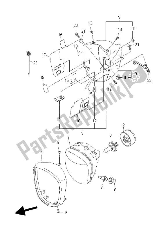 Toutes les pièces pour le Phare du Yamaha XVS 1300A Midnight Star 2008