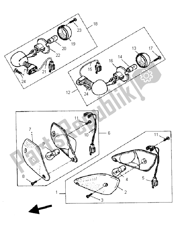 All parts for the Flasher Light of the Yamaha YQ 50 Aerox 2011