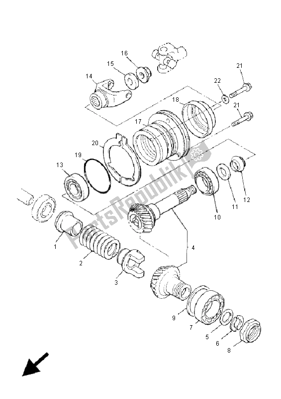 All parts for the Middle Gear Drive of the Yamaha Xvztf Royalstar Venture 1300 2001