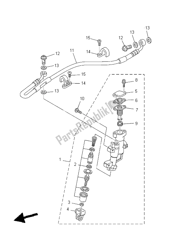 Toutes les pièces pour le Maître-cylindre Arrière du Yamaha YZ 125 2004