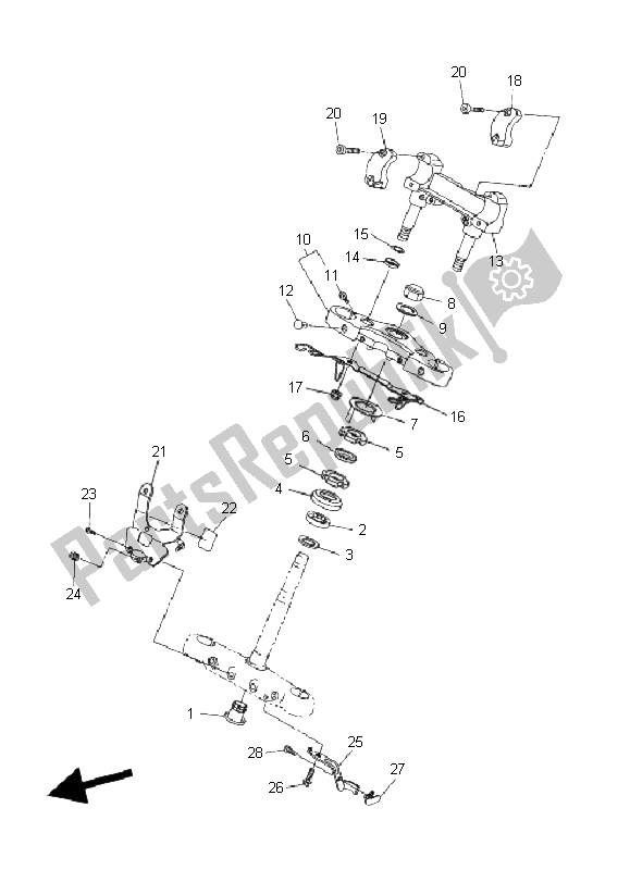 Todas las partes para Direccion de Yamaha XVS 1300A Midnight Star 2008