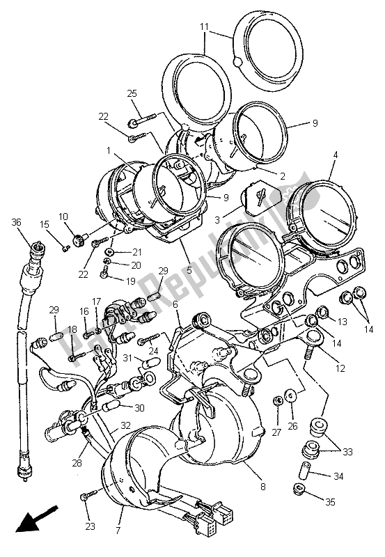 All parts for the Meter of the Yamaha XJR 1300 SP 1999