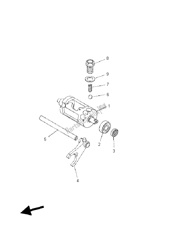 All parts for the Shift Cam & Fork of the Yamaha YFM 400A Kodiak 2X4 2004