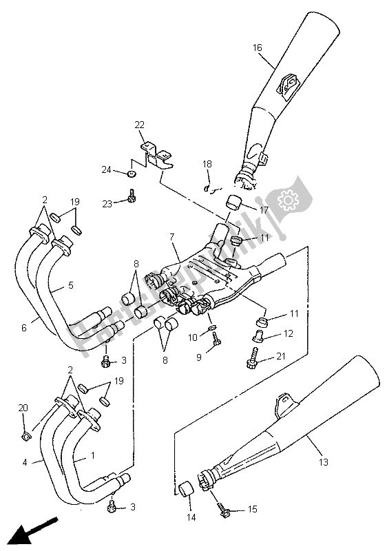 Toutes les pièces pour le échappement du Yamaha XJR 1200 1998