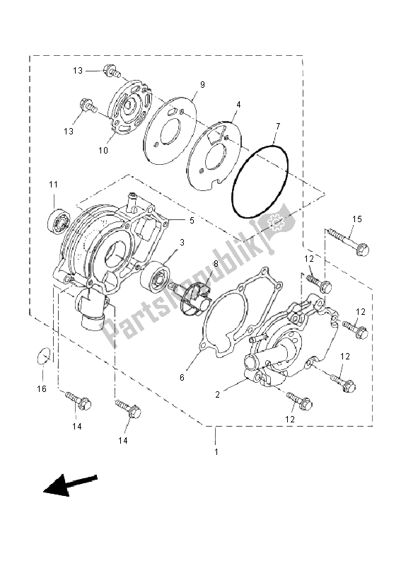 All parts for the Water Pump of the Yamaha WR 125R 2011