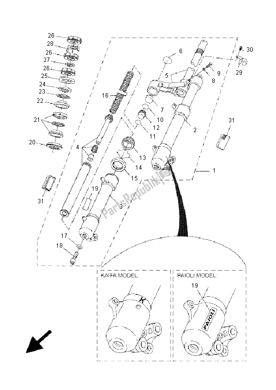 Tutte le parti per il Forcella Anteriore del Yamaha YQ 50L Aerox Replica 2005